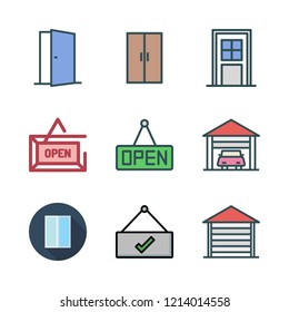 entrance icon set. vector set about open, entrances, garage and door icons set.