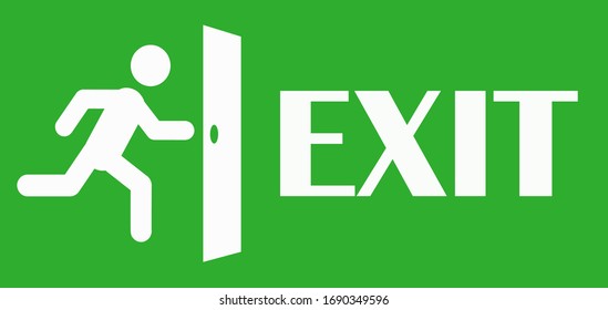 Entrance icon, white and green, isolated on a white background, vector graphics. Emergency exit doors. direction arrow sign. green. illustration of security