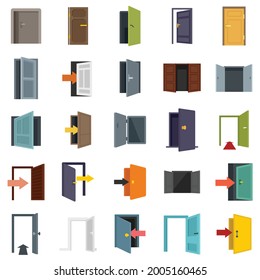 Iconos de entrada establecidos. Conjunto plano de iconos vectoriales de entrada aislados en fondo blanco