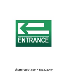 entrance to the left sign , rectangle sign, icon design, isolated on white background. 