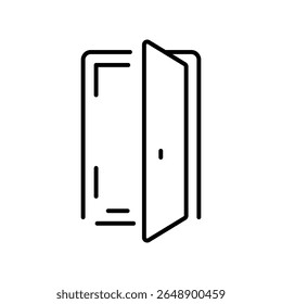 Ícone da linha de entrada. Uma linha contínua com curva. Sinal da porta de entrada. Símbolo de saída do edifício. Faixa de opções de contorno único de entrada. Padrão de curva de loop. Vetor