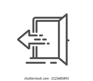 Entrance line icon. Entry door sign. Building exit symbol. Quality design element. Linear style entrance icon. Editable stroke. Vector