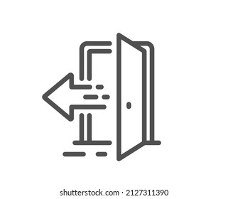 Entrance line icon. Entry door sign. Building exit symbol. Quality design element. Linear style entrance icon. Editable stroke. Vector