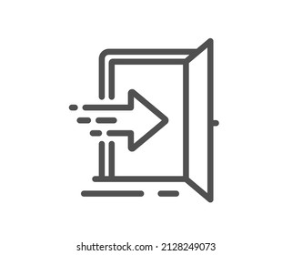 Entrance line icon. Entry door sign. Building exit symbol. Quality design element. Linear style entrance icon. Editable stroke. Vector