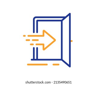 Entrance line icon. Entry door sign. Building exit symbol. Colorful thin line outline concept. Linear style entrance icon. Editable stroke. Vector
