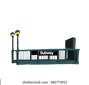 Entrance To New York Subway