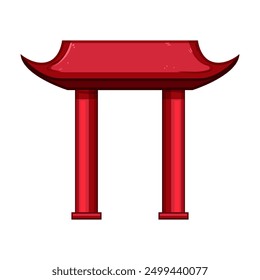 entrance pagoda roof cartoon. asian door, style spring, palace tokyo entrance pagoda roof sign. isolated symbol vector illustration