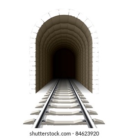 Entrance to railway tunnel. Vector.