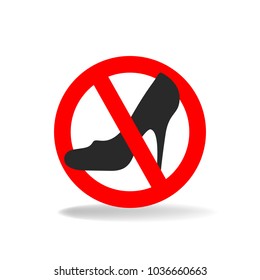 The entrance in shoe with high heels is not allowed. Prohibiting vector sign