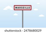 Entrance sign to the city of Marseille (Bouches-du-Rhône) in vector