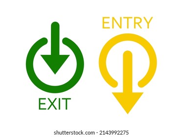 Entrance sign and exit sign. Vector illustration for indoor signage, website icons and applications. Flat style