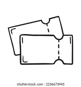 Entrance ticket vector hand drawn icon. Raffle ticket symbol in doodle style.