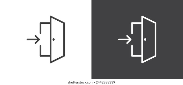 Entrance vector icons in line style. Sing in, Login icon. Log in symbol in trendy line style, Login icon isolated in black and white background.
