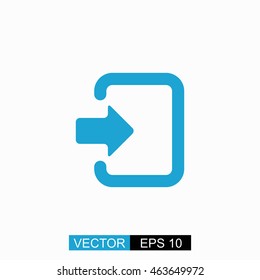 Vector de entrada. Icono azul aislado sobre fondo blanco.