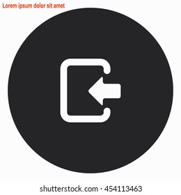 Entrance web icon. Gray circle button with white illustration.