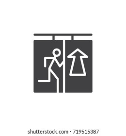 Entrances with human and arrow icon vector, filled flat sign, solid pictogram isolated on white. Symbol, logo illustration.