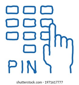 entre pin code sketch icon vector. Hand drawn blue doodle line art entre pin code sign. isolated symbol illustration