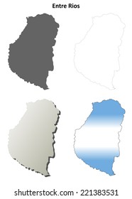 Entre Rios blank outline map set