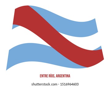 Entre Rios Flag Waving Vector Illustration on White Background. Flag of Argentina Provinces.