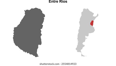 Entre Rios province blank outline map set