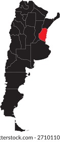 Entre Rios Region auf der Karte von Argentina Editable Vector