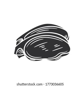 Entrecote glyph icon. Vector badge meat product sketch style for brochures, banner, packaging menu and market