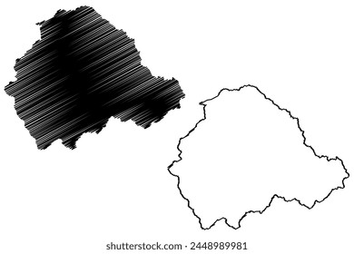 Entremont District (Switzerland, Swiss Confederation, Canton of Valais or Wallis) map vector illustration, scribble sketch Bezirk d'Entremont map