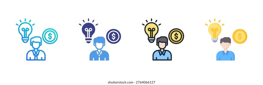 Entrepeneur icon set multiple style collection