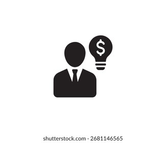 Ilustración de diseño de icono de Vector de silueta de emprendedor