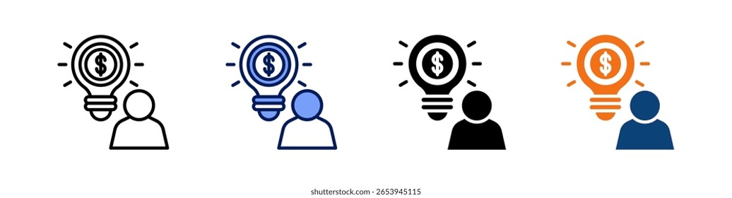 Emprendedor Todo en uno Icon Multi Styles Vector Set