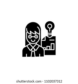 Entrepreneur black icon concept. Entrepreneur flat  vector symbol, sign, illustration.