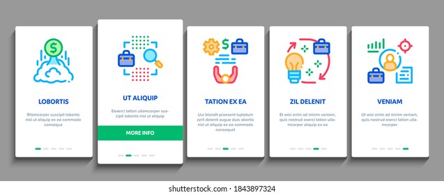 Entrepreneur Business Onboarding Mobile App Page Screen Vector. Entrepreneur Businessman And Agreement, Idea And Work, Money Growth Arrow And Case Color Illustrations