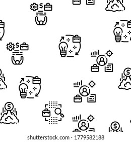 Entrepreneur Business Seamless Pattern Vector Thin Line. Illustrations