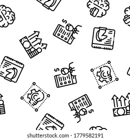 Entrepreneur Business Seamless Pattern Vector Thin Line. Illustrations