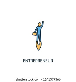Entrepreneur concept 2 colored line icon. Simple yellow and blue element illustration. Entrepreneur concept outline symbol design from Entrepreneurship set
