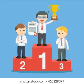 entrepreneur get a trophy on the podium 