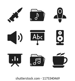 entrepreneur icon. 9 entrepreneur vector icons set. rocket, music folder and presentation icons for web and design about entrepreneur theme
