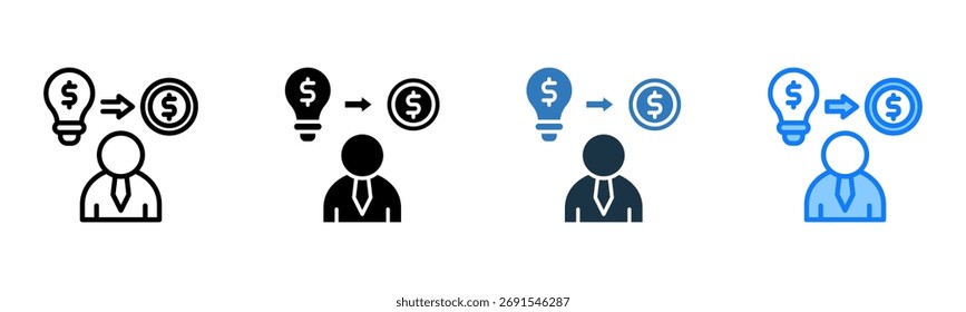 Ilustração de vetor de múltiplos estilos do ícone do empresário