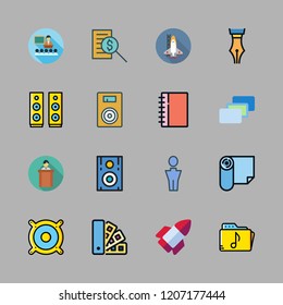 entrepreneur icon set. vector set about depth perception, speaker, report id and writer icons set.