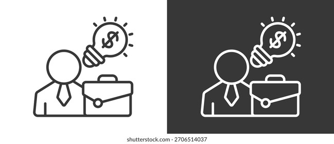 Unternehmer-Symbolsatz Vektorgrafik-Kollektion einzeln auf Schwarz und Weiß