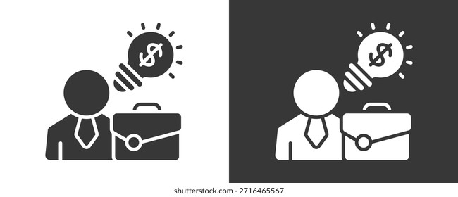 Coleção De Vetores De Conjunto De Ícones Do Empreendedor Isolada Em Preto E Branco