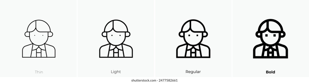 Unternehmersymbol. Dünnes, leichtes Regular- und Bold-Design isoliert auf weißem Hintergrund