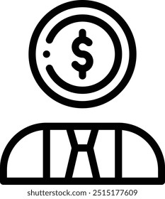 Icono de emprendedor. Diseño De Estilo Lineal Delgado Aislado Sobre Fondo Blanco