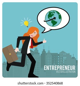Entrepreneur illustration over color background