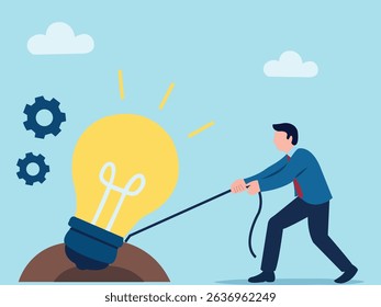 Entrepreneur initiative idea, ambition to push effort to success, start new business or company with creativity development, innovation or invention concept.