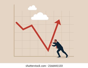 Entrepreneur Investor Push Arrow Graph Chart Stock Vector (Royalty Free ...