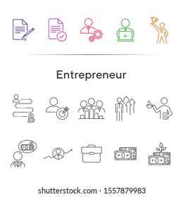 Entrepreneur line icon set. Businessman, investor, manager. Business concept. Can be used for topics like startup, investment, finance consulting