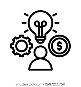 Entrepreneur Line Vector Illustration On White Background.