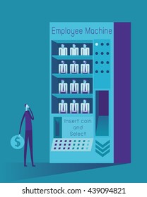 Entrepreneur selects the employee from the employee machine, Business concept, Vector illustration.