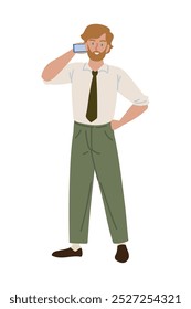 entrepreneur showing mobile phone isolated